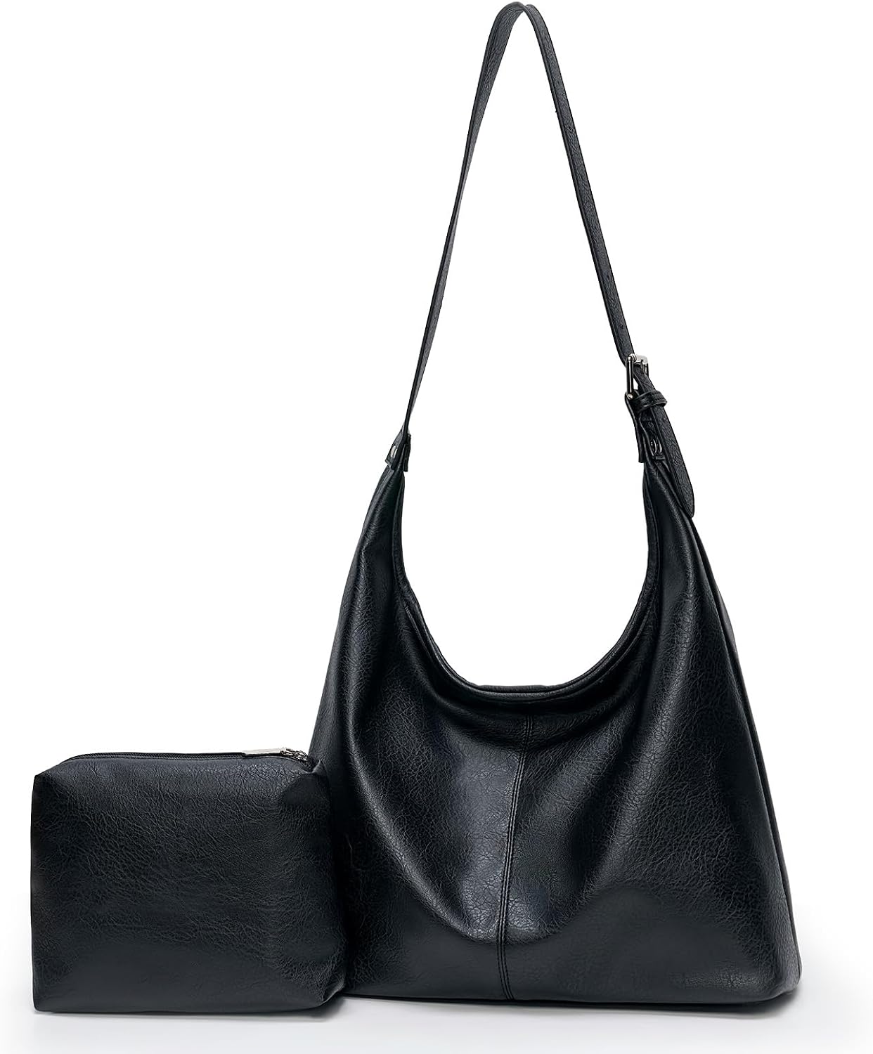 Slouchy Hobo with Pouch in Black