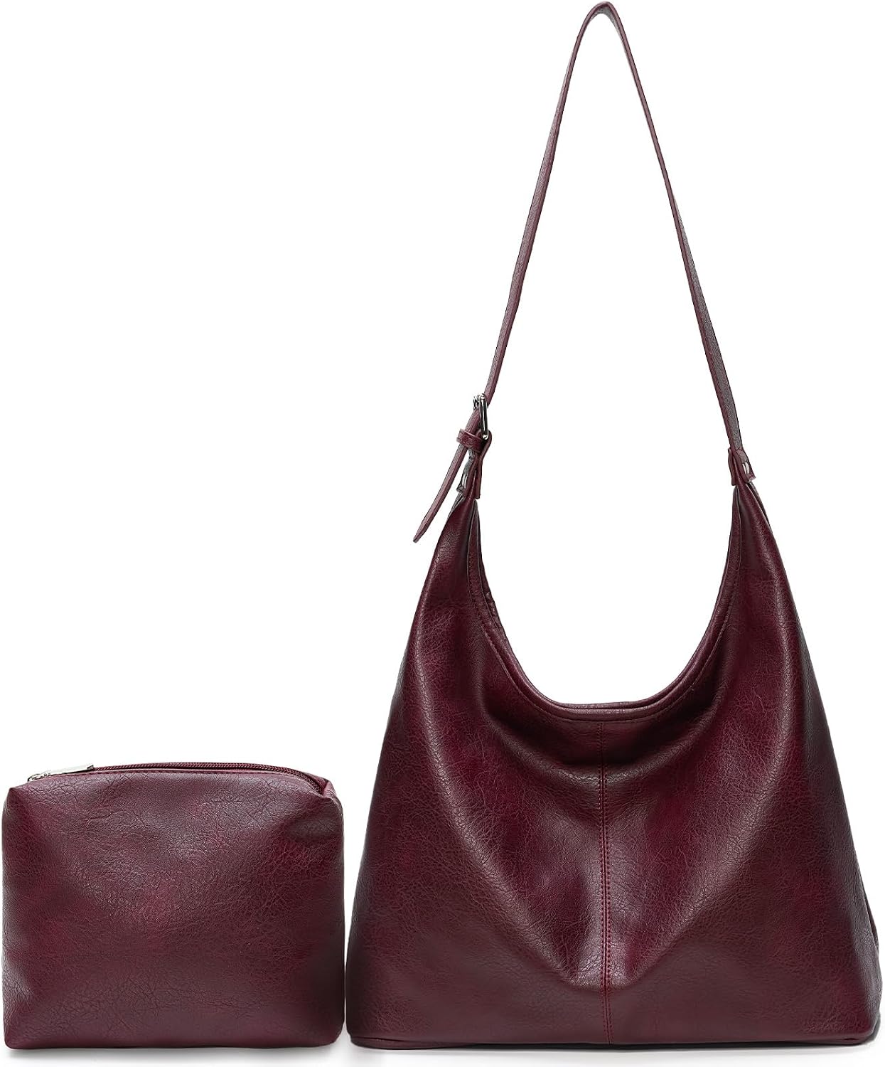 Slouchy Hobo with Pouch in Burgundy
