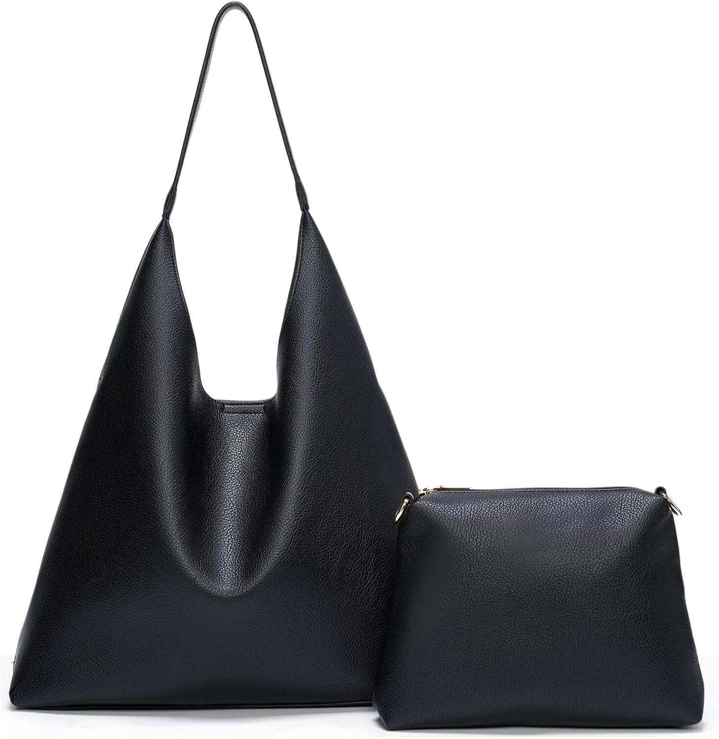 Two-Piece Slouchy Tote in Black