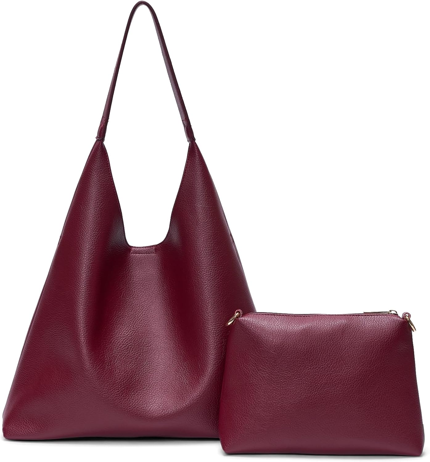 Two-Piece Slouchy Tote in Burgundy