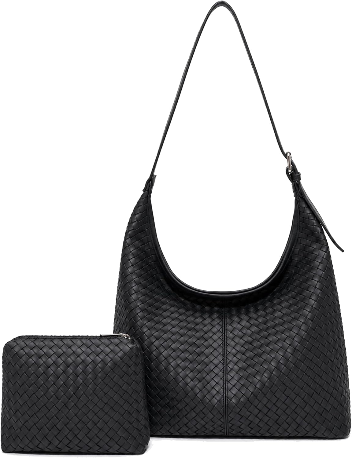 Woven Slouchy Tote in Black