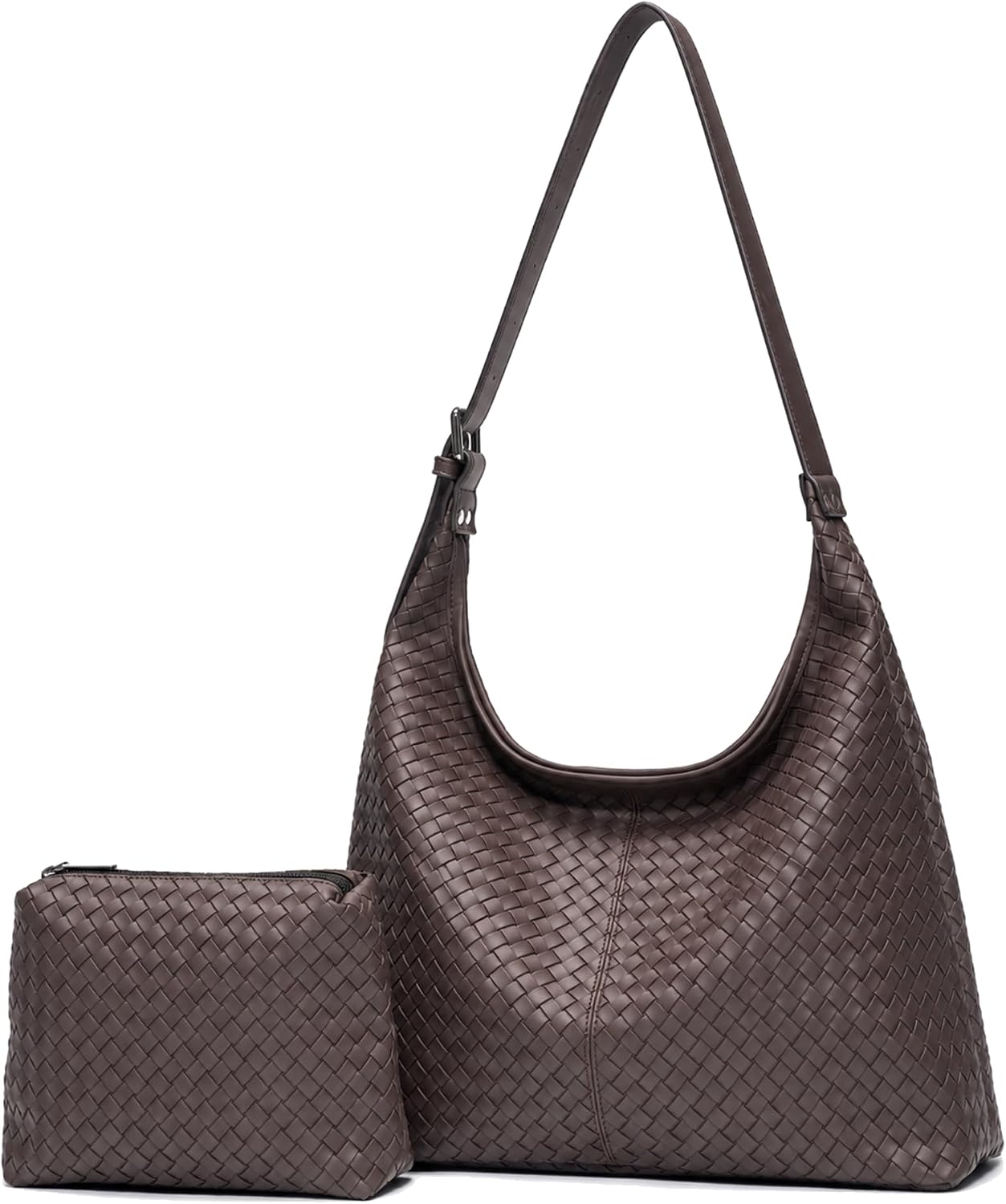 Woven Slouchy Tote in Dark Brown