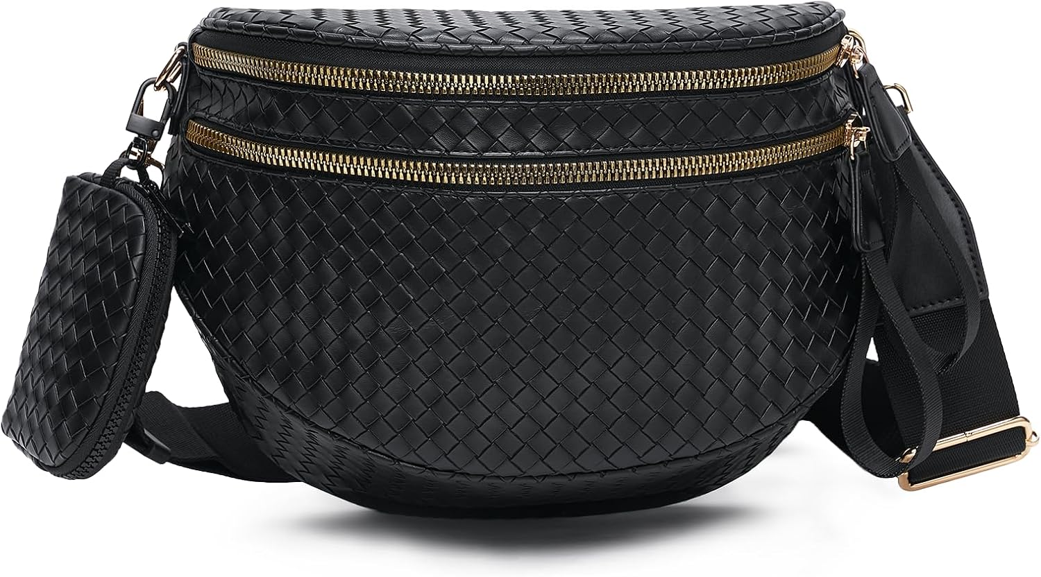 Woven Belt Bag in Black