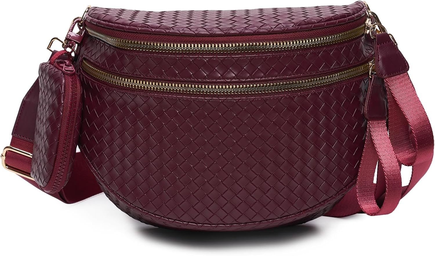 Woven Belt Bag in Burgundy