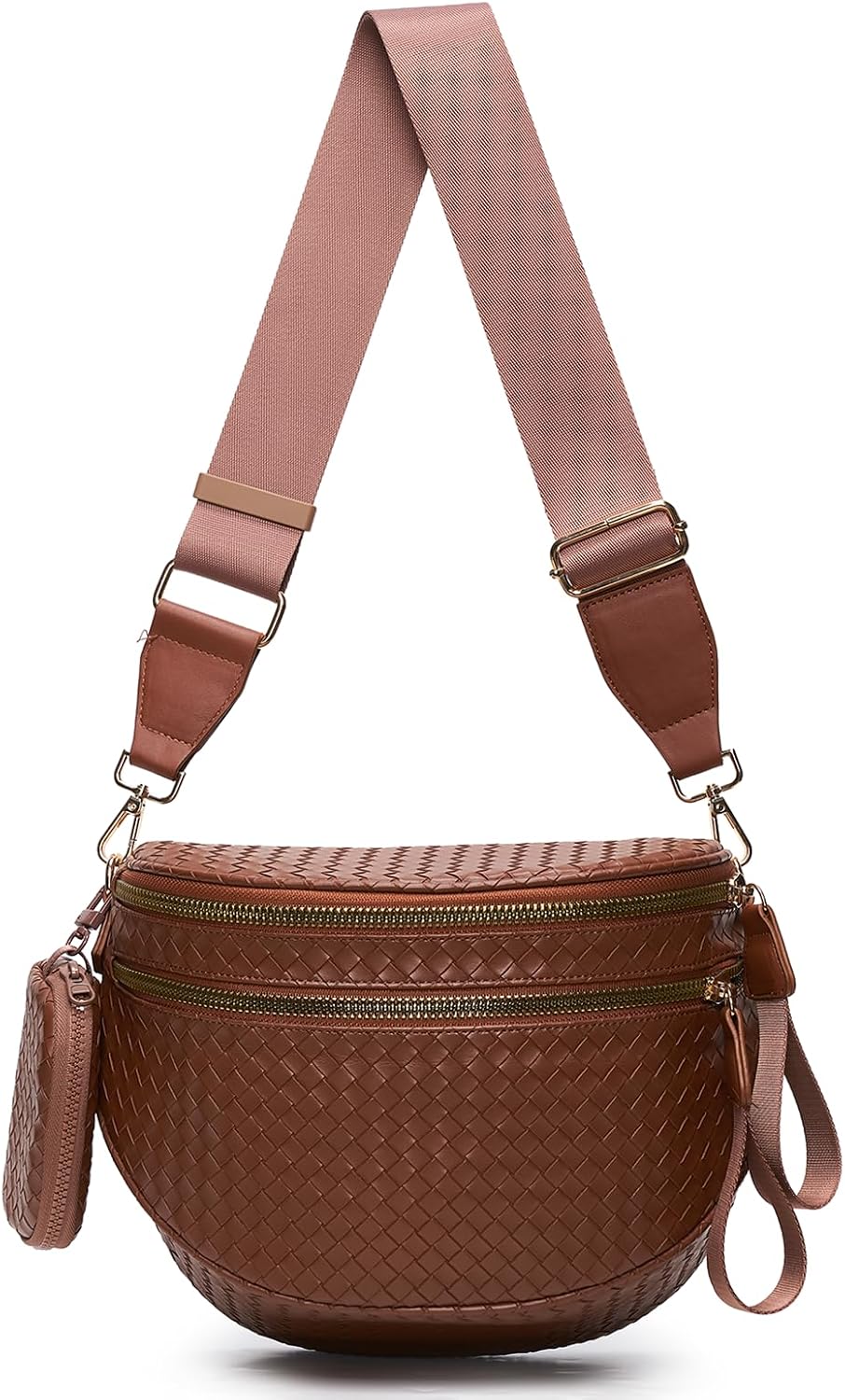 Woven Belt Bag in Saddle Brown
